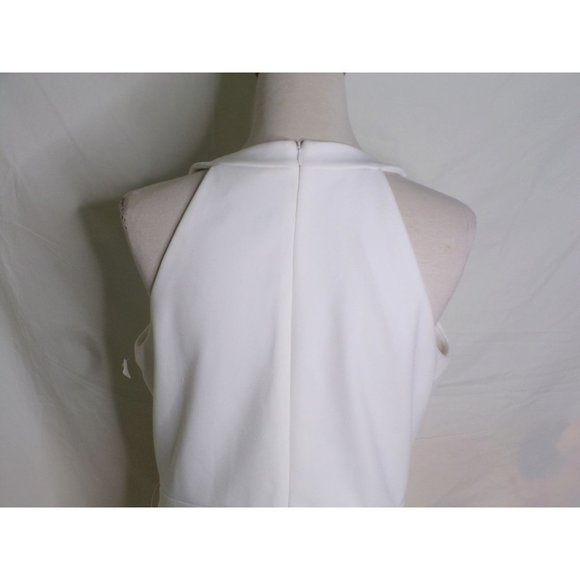 🆕 XSCAPE Tulip Hem Sleeveless Crepe Gown Dress Ivory 2 - Picture 11 of 11